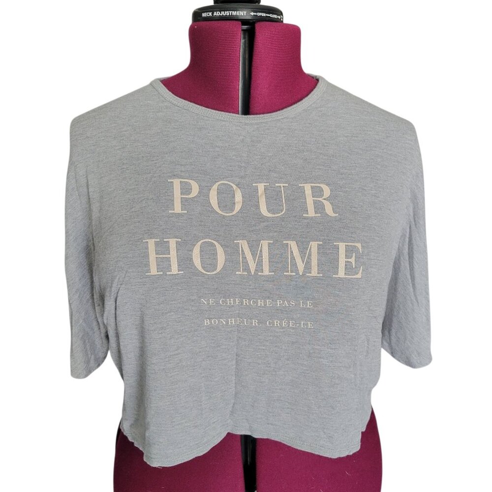 Zara W Collection Gray Cropped T-Shirt  (Size S/M)